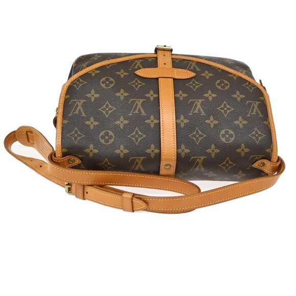 LOUIS VUITTON Logo Saumur 30 Shoulder Bag Monogram Leather Brown - Picture 12 of 15